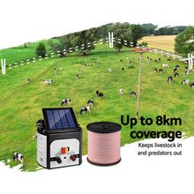 Load image into Gallery viewer, Giantz Fence Energiser 8KM Solar Powered Electric 400M Poly Tape Insulator
