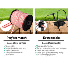 Load image into Gallery viewer, Giantz Fence Energiser 8KM Solar Powered Electric 400M Poly Tape Insulator
