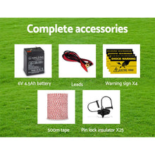 Load image into Gallery viewer, Giantz Fence Energiser 3KM Solar Powered Electric 500M Poly Wire Insulator
