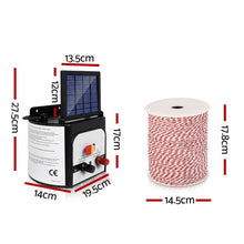 Load image into Gallery viewer, Giantz Fence Energiser 8KM Solar Powered Electric 500M Poly Wire Insulator
