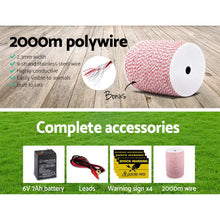 Load image into Gallery viewer, Giantz Fence Energiser 8KM Solar Powered Electric 2KM Poly Wire
