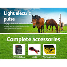 Load image into Gallery viewer, Giantz Fence Energiser 8KM Solar Powered 0.3J Electric Fencing Charger
