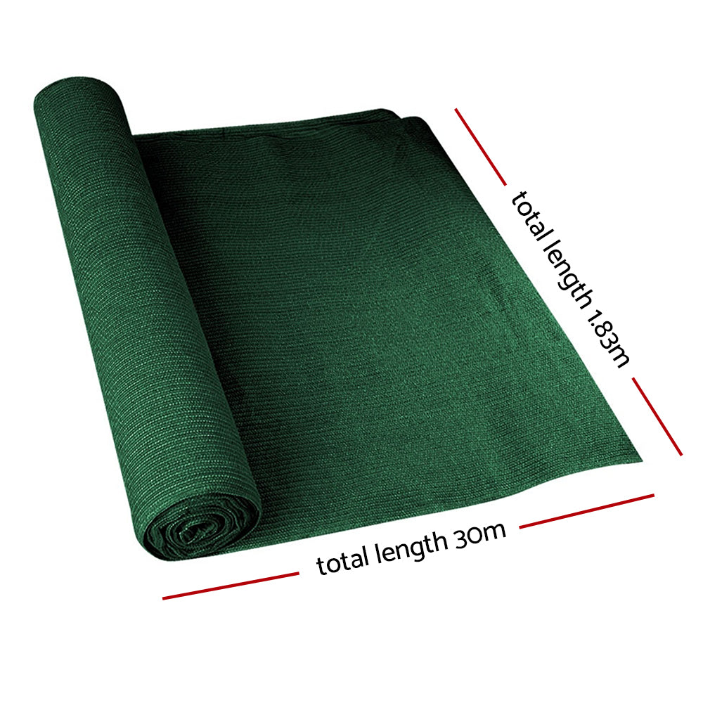 1.83x30m Shade Sail Cloth Mesh - Green, 50% UV Sun Shade