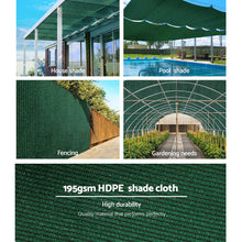 Load image into Gallery viewer, Instahut 90% Sun Shade Cloth Shadecloth Sail Roll Mesh 3.66x20m 195gsm Green
