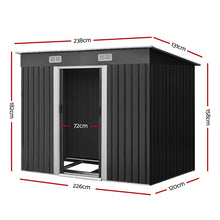 Load image into Gallery viewer, Durable Galvanized Steel Outdoor Storage Garden Shed 2.38x1.31M with Base

