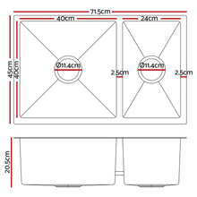 Load image into Gallery viewer, Cefito Homemade Kitchen Sink Stainless Steel Sink 71cm x 45cm
