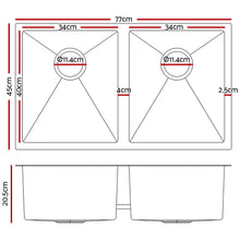 Load image into Gallery viewer, Cefito 77cm x 45cm Stainless Steel Kitchen Sink Under/Top/Flush Mount Silver
