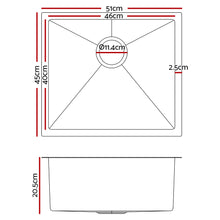 Load image into Gallery viewer, Cefito 51cm x 45cm Stainless Steel Kitchen Sink Under/Top/Flush Mount Black
