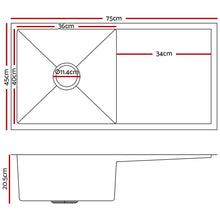 Load image into Gallery viewer, Cefito 75cm x 45cm Stainless Steel Kitchen Sink Under/Top/Flush Mount Black
