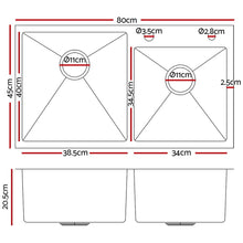 Load image into Gallery viewer, Cefito 80cm x 45cm Stainless Steel Kitchen Sink Flush/Drop-in Mount Silver

