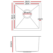 Load image into Gallery viewer, Cefito 36cm x 36cm Stainless Steel Kitchen Sink Under/Top/Flush Mount Silver
