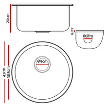 Load image into Gallery viewer, Cefito Stone Kitchen Sink Round 430MM Granite Under/Topmount Basin Bowl Laundry Black
