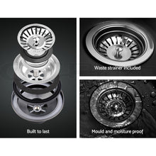 Load image into Gallery viewer, Cefito Stone Kitchen Sink Round 430MM Granite Under/Topmount Basin Bowl Laundry Black
