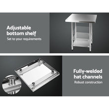 Load image into Gallery viewer, 762 x 762mm Commercial Stainless Steel Kitchen Bench with 4pcs Castor Wheels
