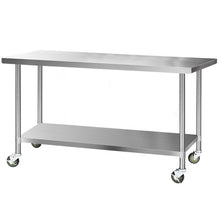 Load image into Gallery viewer, 1829 x 762mm Commercial Stainless Steel Kitchen Bench with 4pcs Castor Wheels
