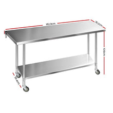 Load image into Gallery viewer, 1829 x 762mm Commercial Stainless Steel Kitchen Bench with 4pcs Castor Wheels
