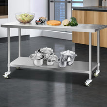 Load image into Gallery viewer, 1829 x 762mm Commercial Stainless Steel Kitchen Bench with 4pcs Castor Wheels
