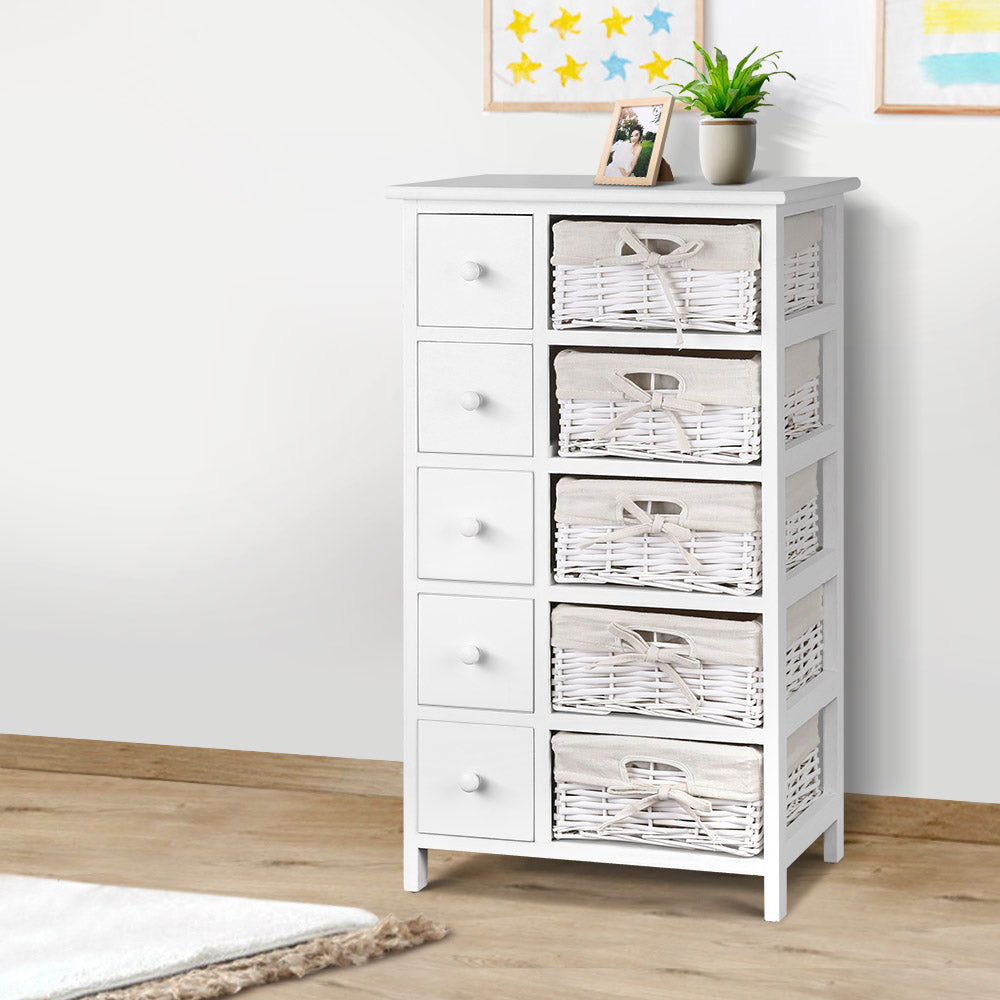 chic 5 Basket Storage Drawers - White