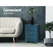 Load image into Gallery viewer, Artiss Bedside Tables Drawers Side Table Cabinet Vintage Blue Storage Nightstand
