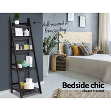Load image into Gallery viewer, 5 Tier Wooden Ladder Stand Book Shelves - Coffee
