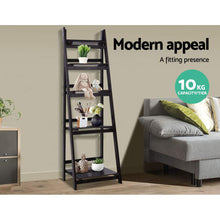 Load image into Gallery viewer, 5 Tier Wooden Ladder Stand Book Shelves - Coffee
