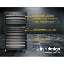 Load image into Gallery viewer, Giantz Tool Chest and Trolley Box Cabinet 16 Drawers Cart Garage Storage Black

