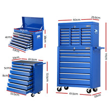 Load image into Gallery viewer, Giantz 17 Drawers Tool Box Trolley Chest Cabinet Cart Garage Mechanic Toolbox Blue

