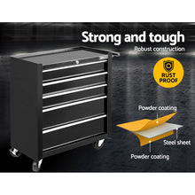 Load image into Gallery viewer, Giantz 5 Drawer Mechanic Tool Box Cabinet Storage Trolley - Black
