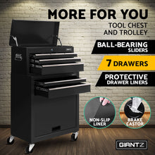 Load image into Gallery viewer, Giantz 7 Drawer Tool Box Cabinet Chest Storage Garage Toolbox Organiser Set Black
