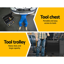 Load image into Gallery viewer, Giantz 7 Drawer Tool Box Cabinet Chest Storage Garage Toolbox Organiser Set Black
