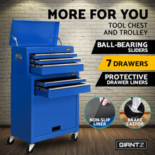 Load image into Gallery viewer, Giantz 7 Drawer Tool Box Cabinet Chest Storage Garage Toolbox Organiser Set Blue
