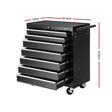Load image into Gallery viewer, Giantz Tool Chest and Trolley Box Cabinet 7 Drawers Cart Garage Storage Black
