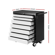 Load image into Gallery viewer, Giantz Tool Chest and Trolley Box Cabinet 7 Drawers Cart Garage Storage Black and Silver
