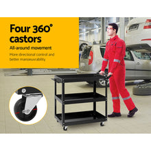 Load image into Gallery viewer, Giantz Tool Cart 3 Tier Parts Steel Trolley Mechanic Storage Organizer Black
