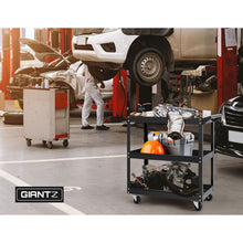 Load image into Gallery viewer, Giantz Tool Cart 3 Tier Parts Steel Trolley Mechanic Storage Organizer Black
