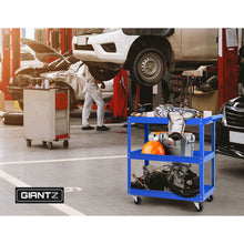 Load image into Gallery viewer, Giantz Tool Cart 3 Tier Parts Steel Trolley Mechanic Storage Organizer Blue
