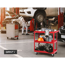 Load image into Gallery viewer, Giantz Tool Cart 3 Tier Parts Steel Trolley Mechanic Storage Organizer Red
