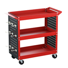 Load image into Gallery viewer, Giantz 3-Tier Tool Cart Storage Trolley Workshop Garage Pegboard Hooks Red
