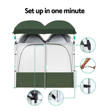 Load image into Gallery viewer, Weisshorn Double Camping Shower Toilet Tent Outdoor Portable Change Room Green
