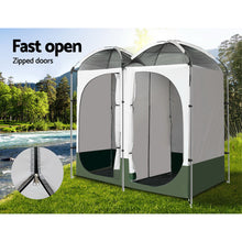 Load image into Gallery viewer, Weisshorn Double Camping Shower Toilet Tent Outdoor Portable Change Room Green
