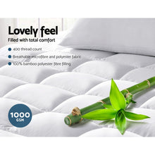 Load image into Gallery viewer, Giselle Double Mattress Topper Bamboo Fibre Pillowtop Protector
