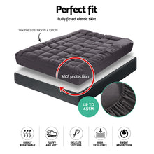 Load image into Gallery viewer, Giselle Double Mattress Topper Pillowtop 1000GSM Charcoal Microfibre Bamboo Fibre Filling Protector
