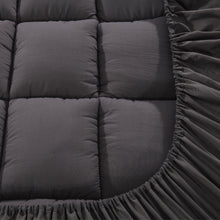 Load image into Gallery viewer, Giselle Single Mattress Topper Pillowtop 1000GSM Charcoal Microfibre Bamboo Fibre Filling Protector
