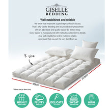 Load image into Gallery viewer, Giselle King Mattress Topper Pillowtop 1000GSM Microfibre Filling Protector
