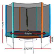 Load image into Gallery viewer, 8FT Trampoline Round Trampolines Kids Safety Net Enclosure Pad Outdoor Gift Multi-coloured
