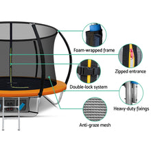 Load image into Gallery viewer, Everfit 8FT Trampoline Round Trampolines Kids Present Gift Enclosure Safety Net Pad Outdoor Orange
