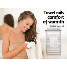 Load image into Gallery viewer, Devanti Electric Heated Towel Rail Warmer Heater Rails Rack Wall Mounted 14 Bar
