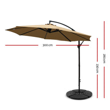 Load image into Gallery viewer, Instahut 3M Umbrella with 48x48cm Base Outdoor Umbrellas Cantilever Sun Beach Garden Patio Beige
