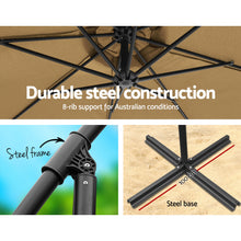 Load image into Gallery viewer, Instahut 3M Umbrella with 48x48cm Base Outdoor Umbrellas Cantilever Sun Beach Garden Patio Beige
