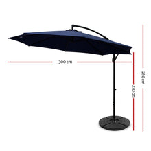 Load image into Gallery viewer, Instahut 3M Umbrella with 48x48cm Base Outdoor Umbrellas Cantilever Sun Beach Garden Patio Navy
